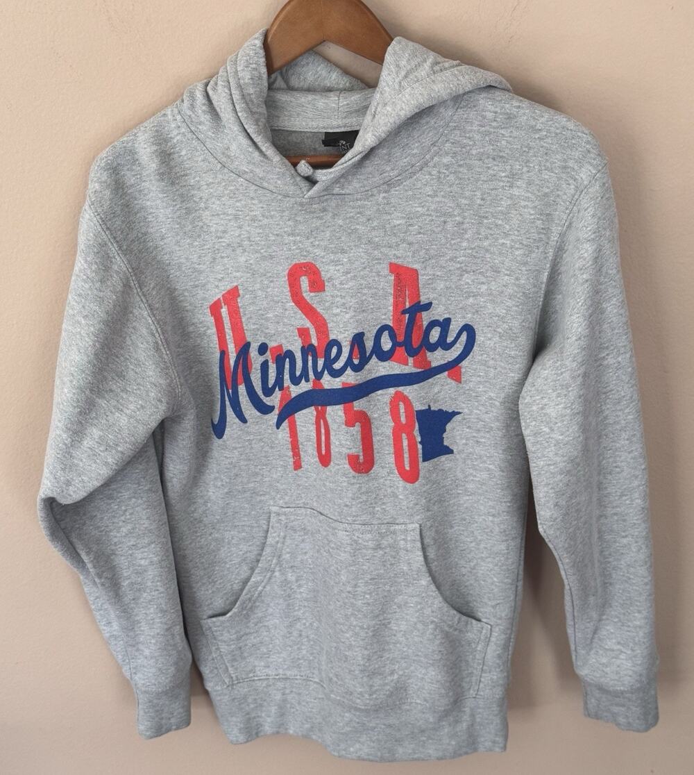 Minnesota unisex Grey Hooded Sweatshirt Small